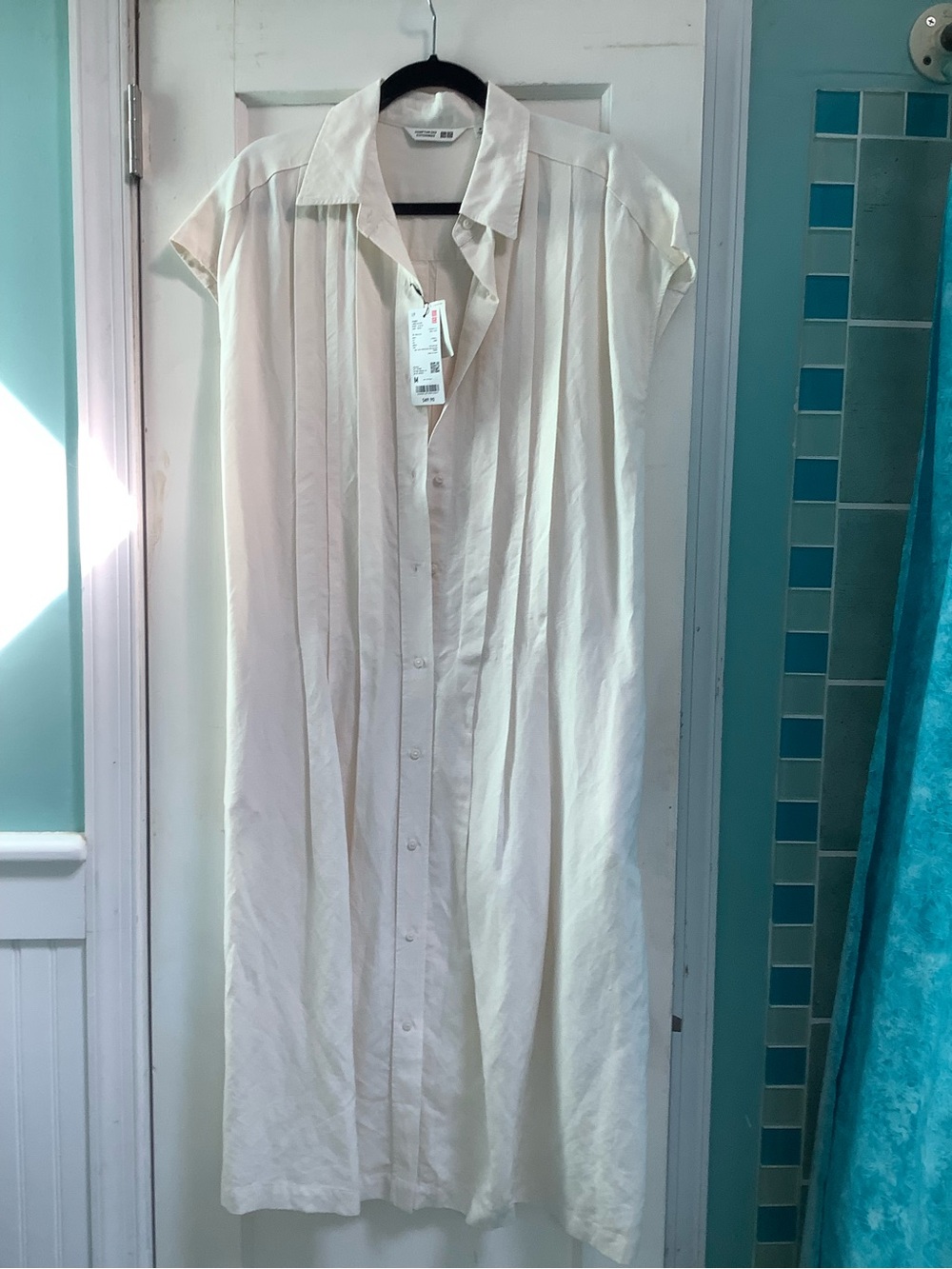 Uniqlo Cream Button-Front Maxi Shirt Dress